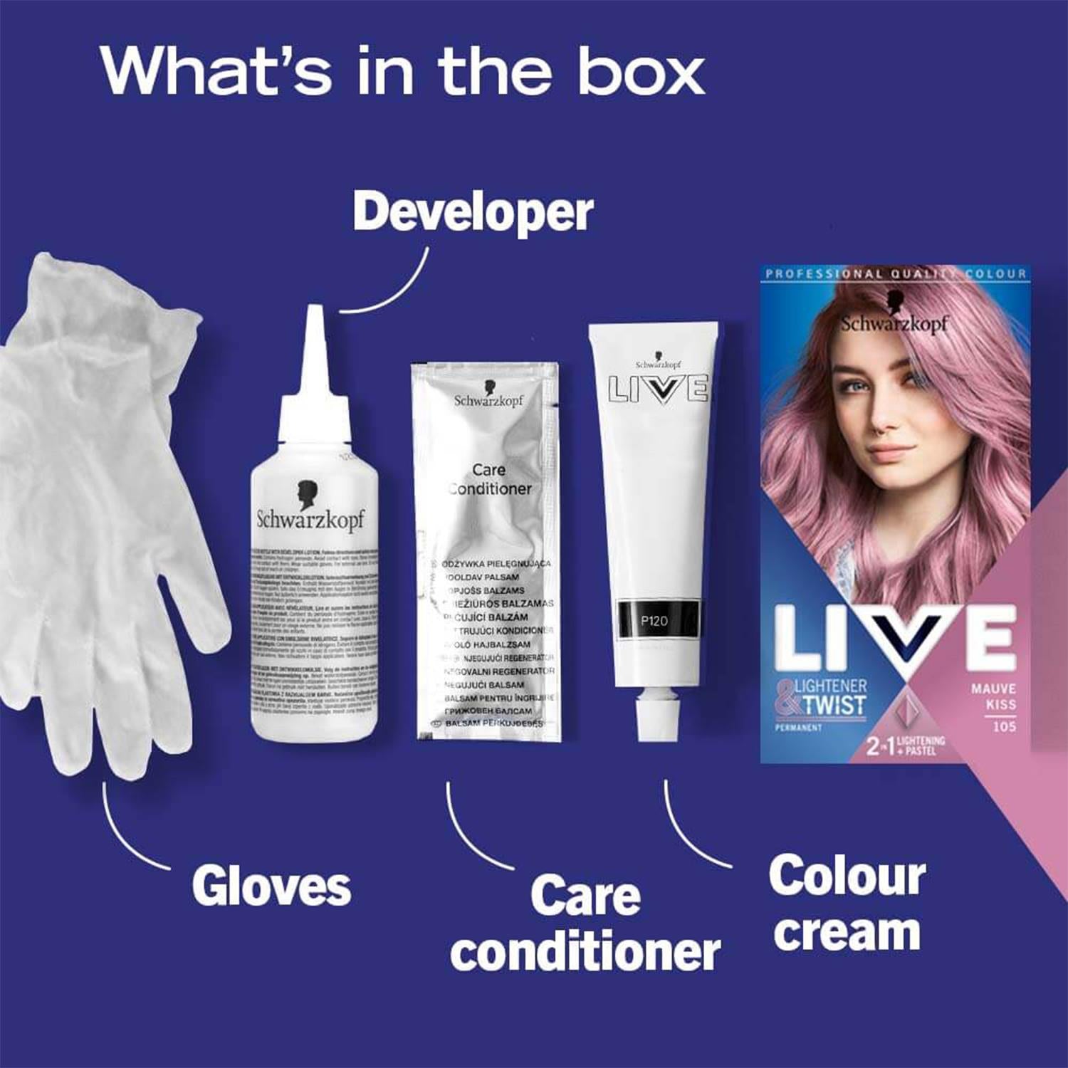 Live 2in1 Lightener+twist Permanent Hair Dye, 105 Mauve Kiss