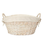Wicker White Wash Oatmeal Cotton Lined Laundry Basket | Gray