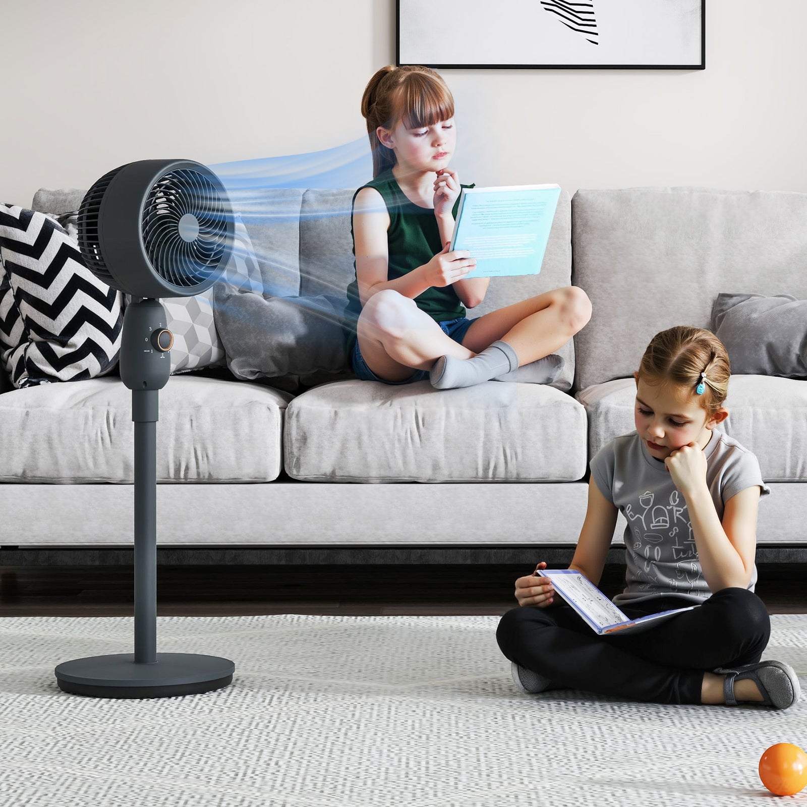 Pedestal Fan For Bedroom Powerful Air Circulator W/ 3 Speed | One Size | Gray