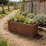 100/120cm W X 30cm D X 40cm H Rust Steel Flowerpot Outdoor Garden Weathering Metal Planter Box, Steel Planter With Drainage Hole | Large