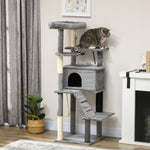 Cat Tree Tower For Indoor Cats With Scratching Post, House, Toy, Grey