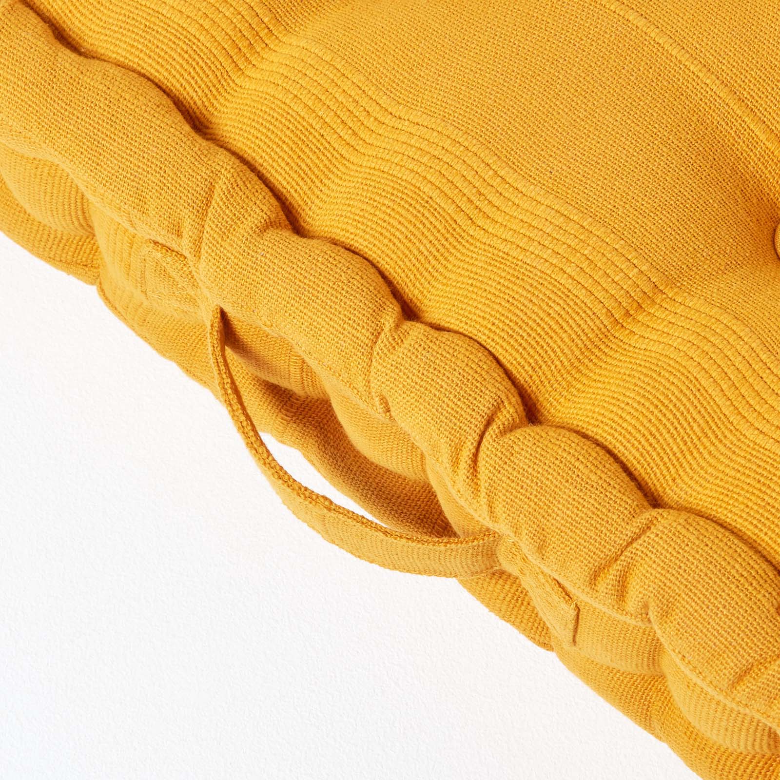 Rajput Ribbed Cotton Floor Cushion | 40cm x 40cm | Mustard