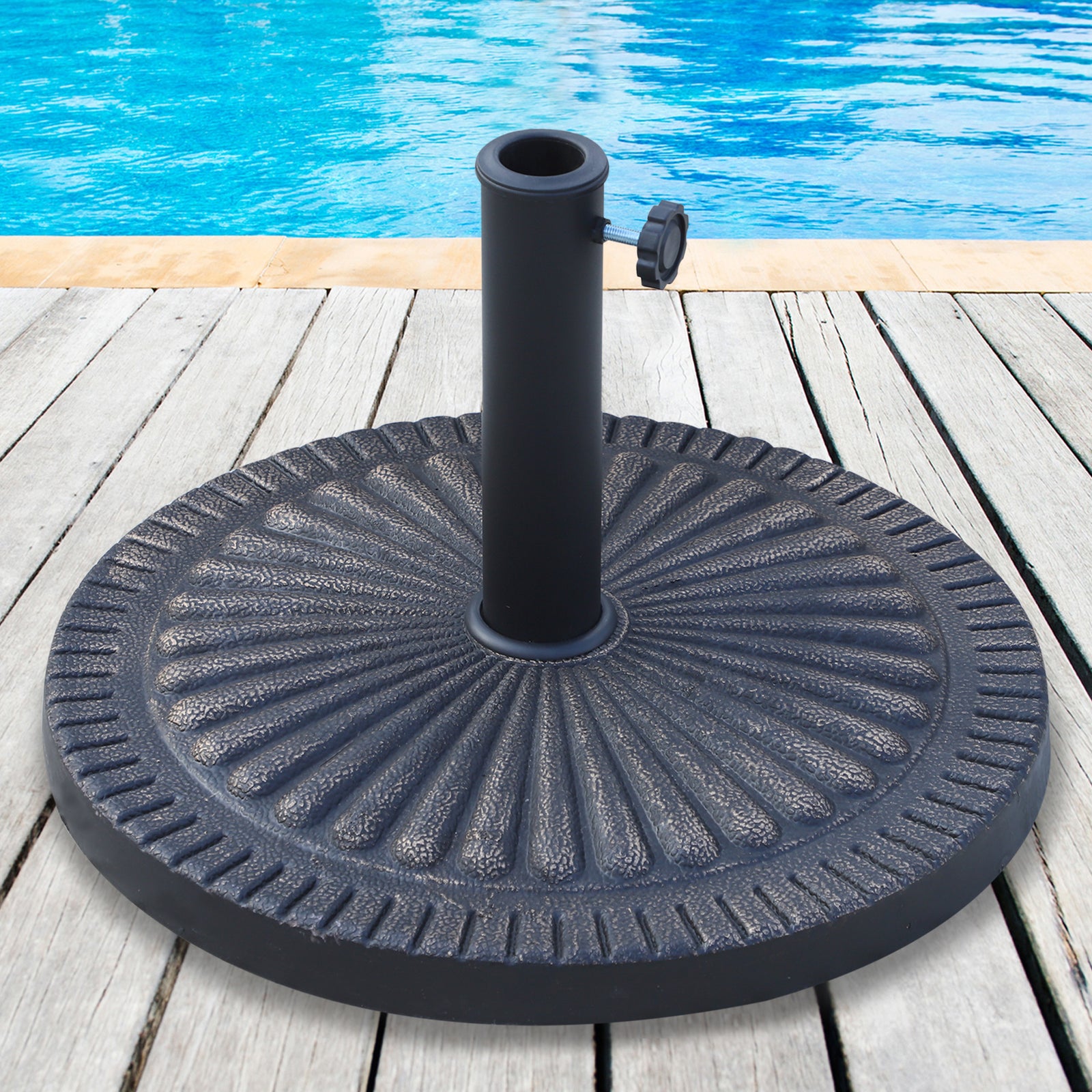Garden Parasol Base, Round Resin Sun Umbrella Base | 14kg | Bronze