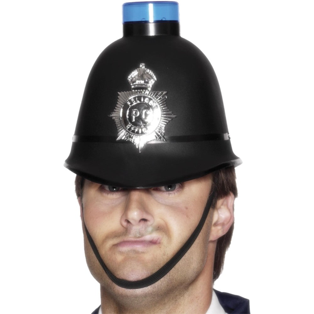 Police Helmet With Flashing Siren Light