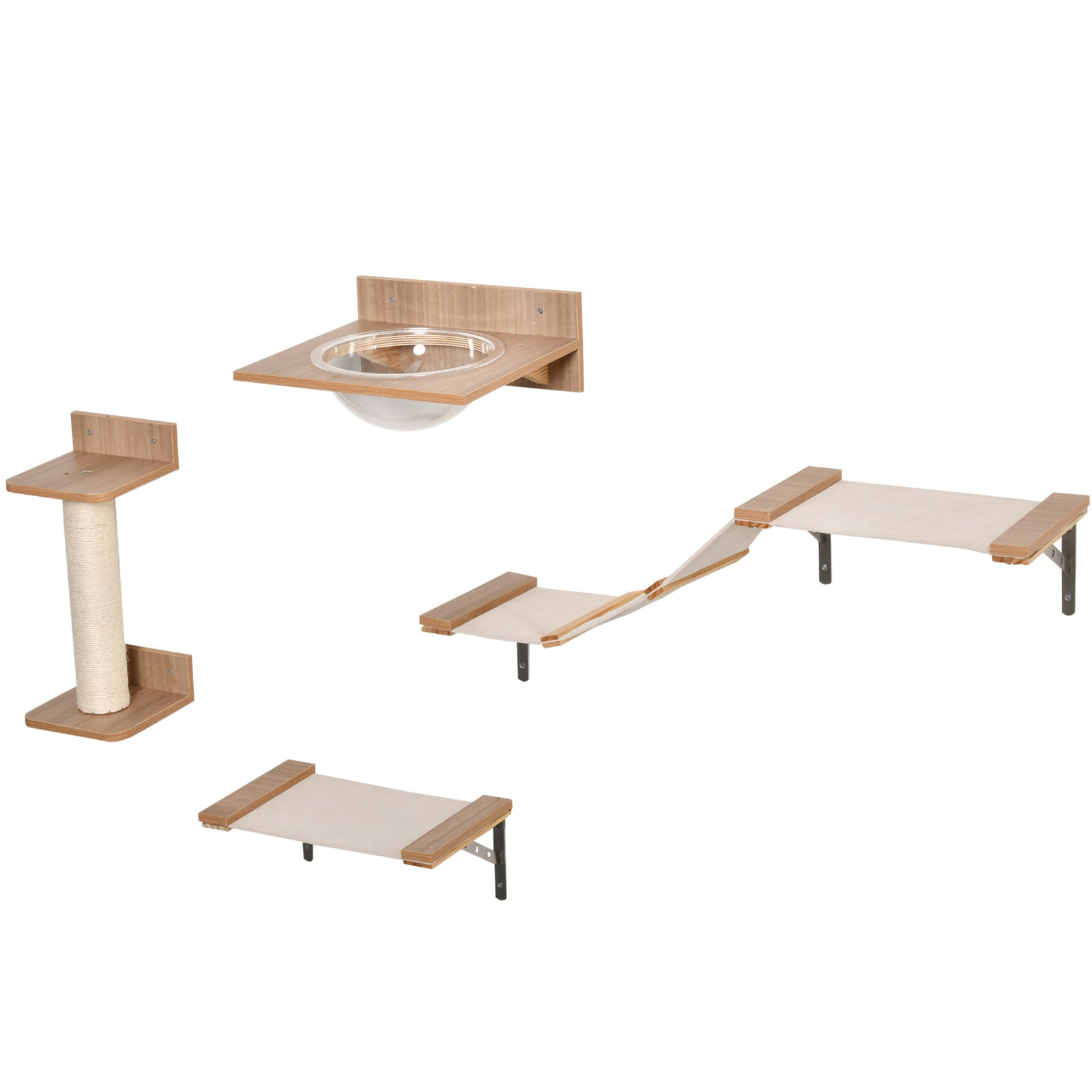 Cat Tree 4pcs Wall-mounted Shelf Set Climbing Frame Activity Center