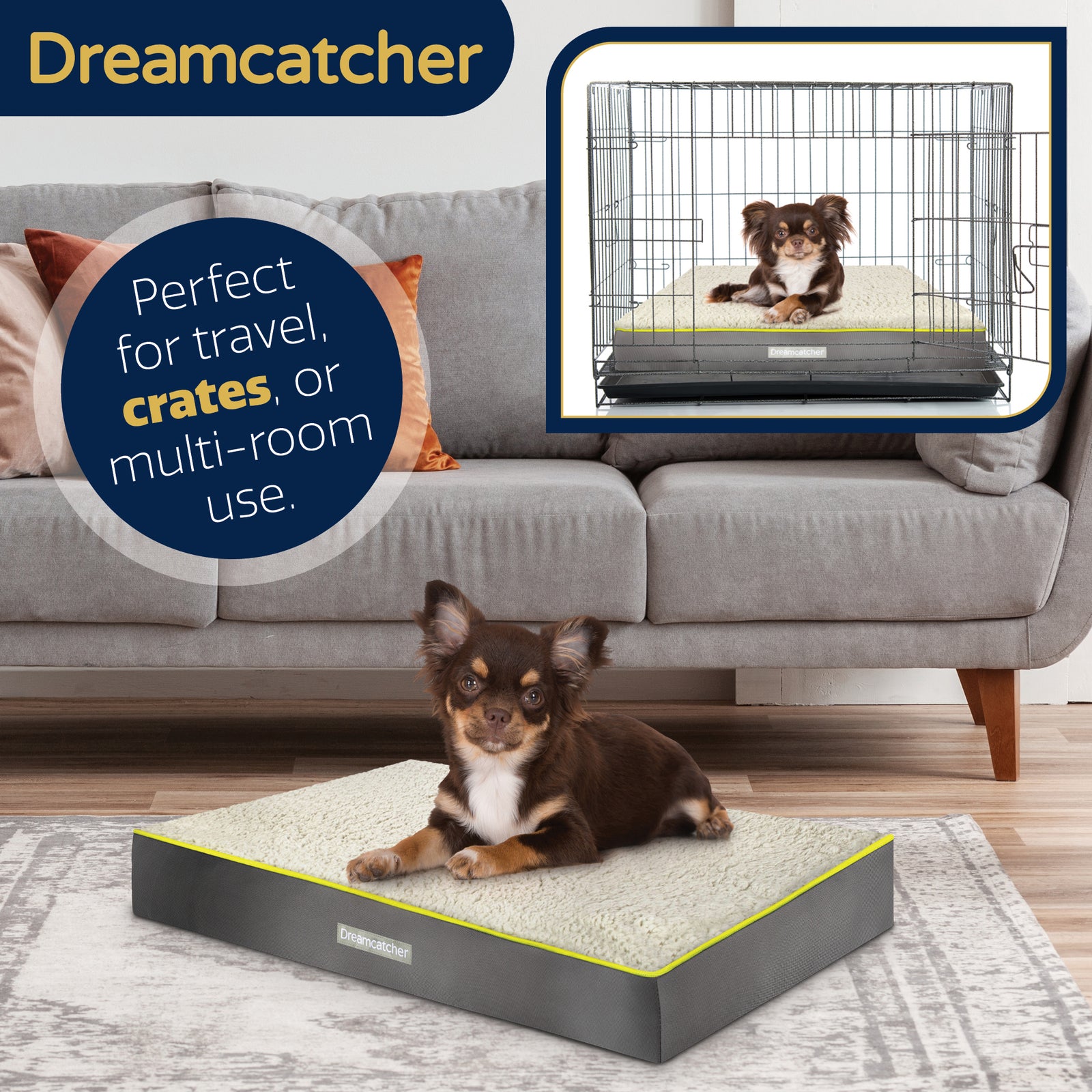 Grey Small To Xxl Dog Beds Orthopaedic Extra Large Flat Crate Pet Mattress, Removable Washable Cover | 76cm | Grey