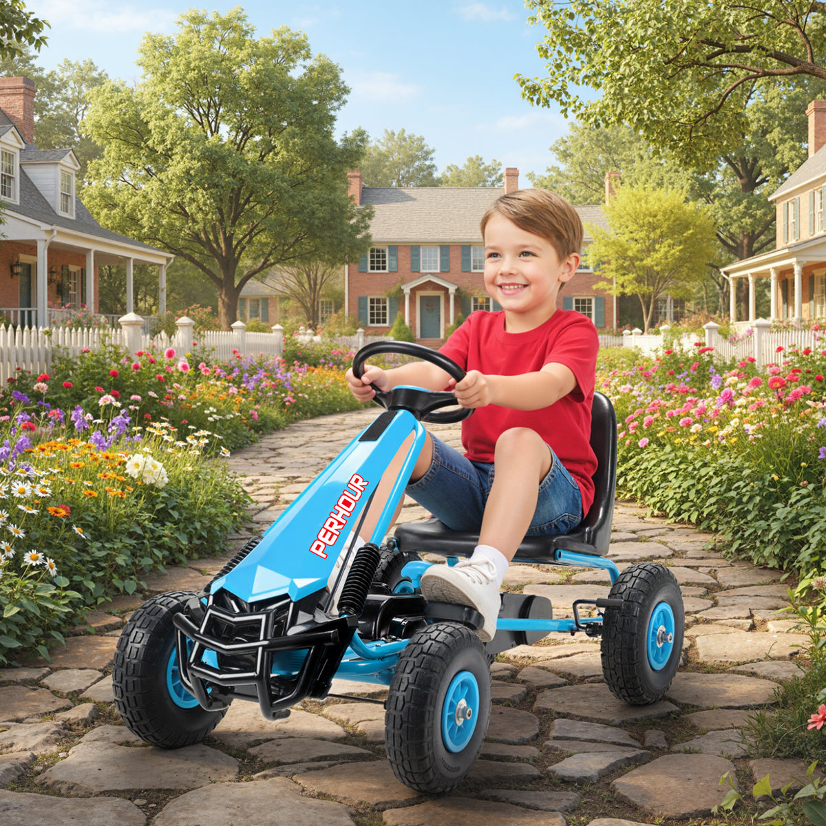 Kids Pedal Go Kart With Adjustable Seat, Eva Tyres | Blue