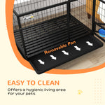 43" Heavy Duty Dog Crate W/ Bowl Holder, Double Doors