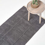 Plain Chenille 100% Cotton  Rug With Natural Trim | 200cm | Dark Grey