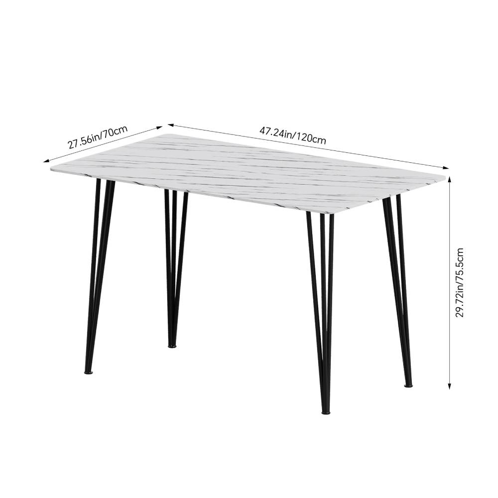 120cm W X 70cm D X 75.5cm H Modern Dining Table With Mdf Tabletop & Metal Legs