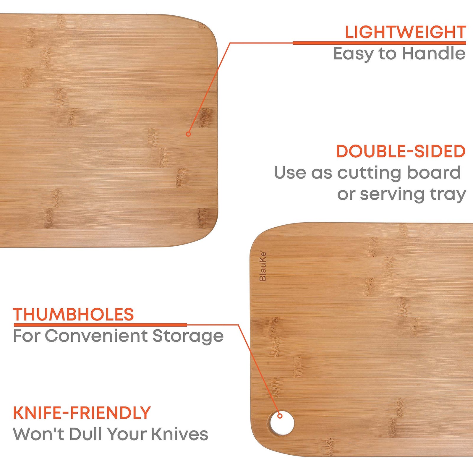 BlauKe Bamboo Chopping Board Set Of 3 - Wooden Chopping Board Set In 3 Sizes (small, Medium, Large) - Cutting Boards For Kitchen