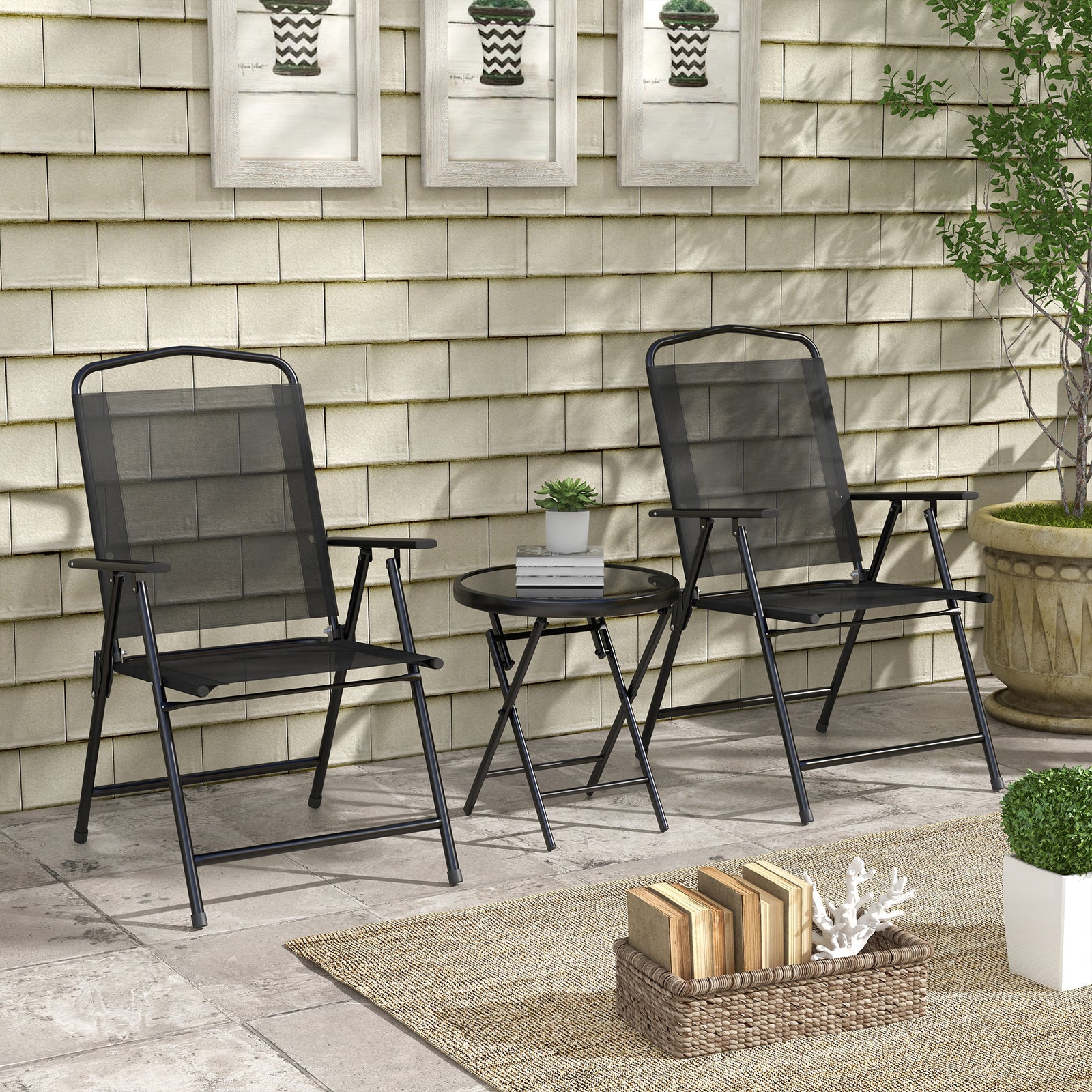3-piece Bistro Set, Mesh Chairs, Black