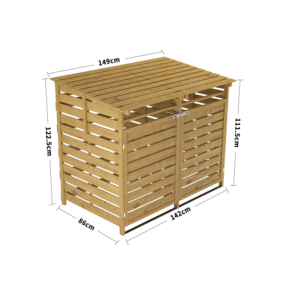 Outdoor Spruce Wood Garbage Can Garden Storage Shed