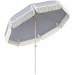 1.7 M Beach Umbrella, Adjustable Height Portable Parasol | Blue & White
