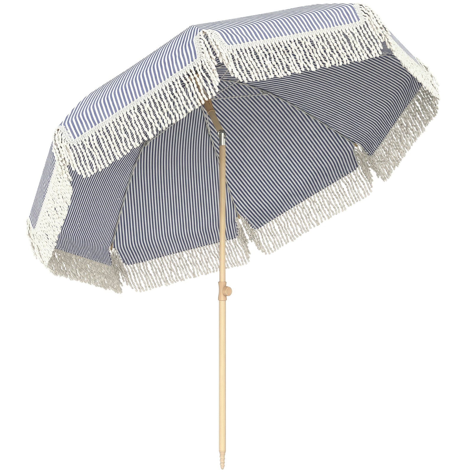1.7 M Beach Umbrella, Adjustable Height Portable Parasol | Blue & White