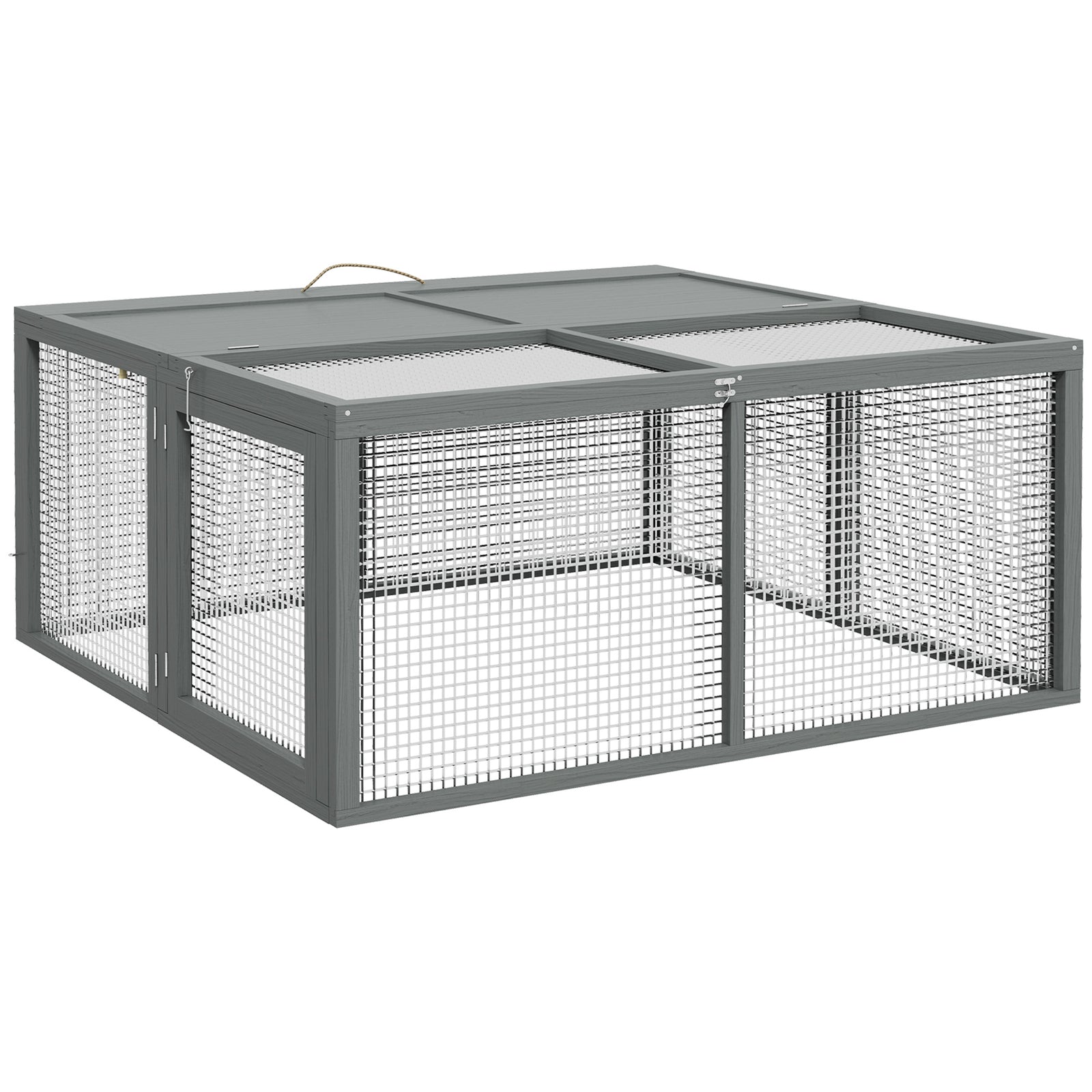 Wooden Folding Rabbit Run For 2-3 Rabbits, Guinea Pig, Grey