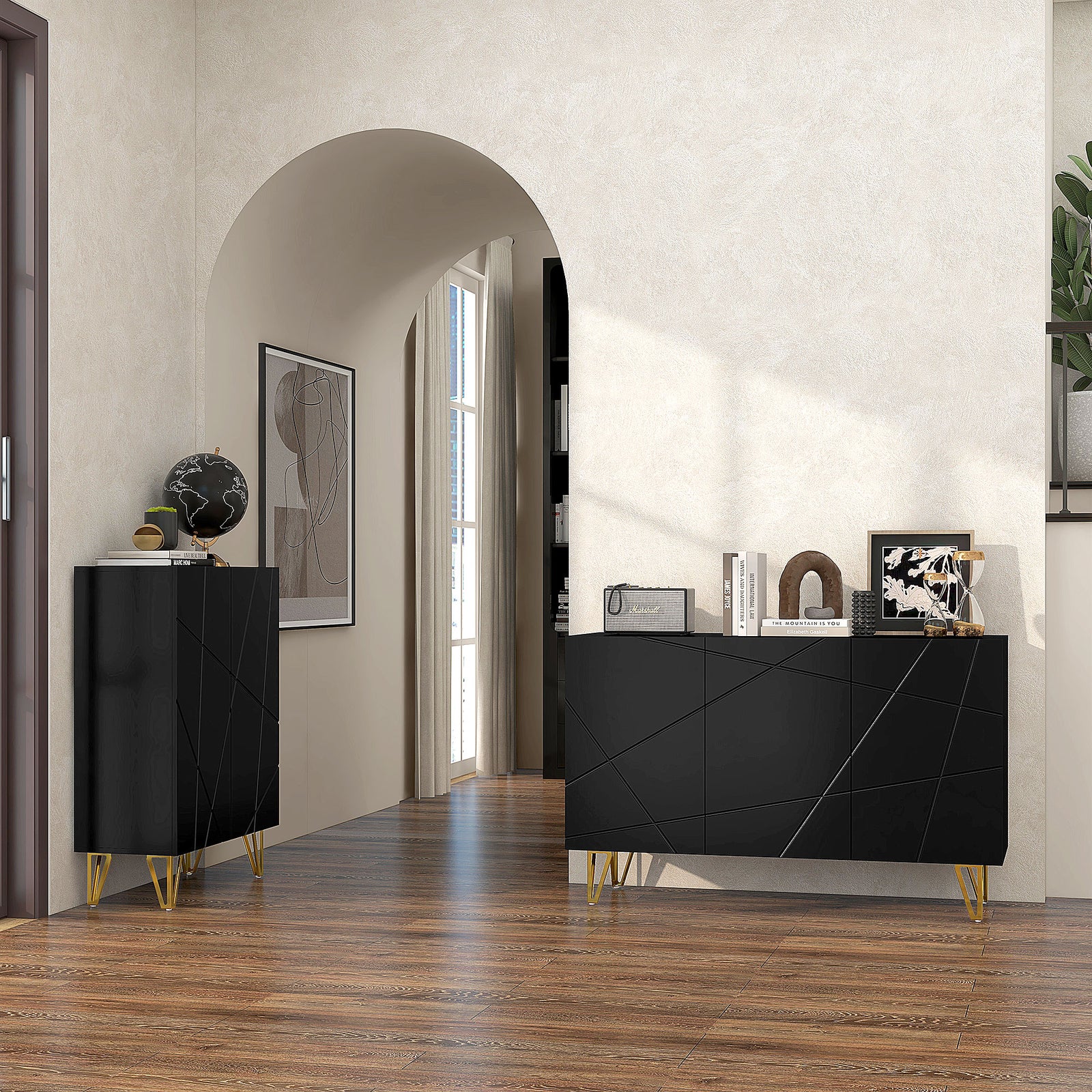 Freestanding Storage Cabinet With Adjustable Shelves | One Size | Black