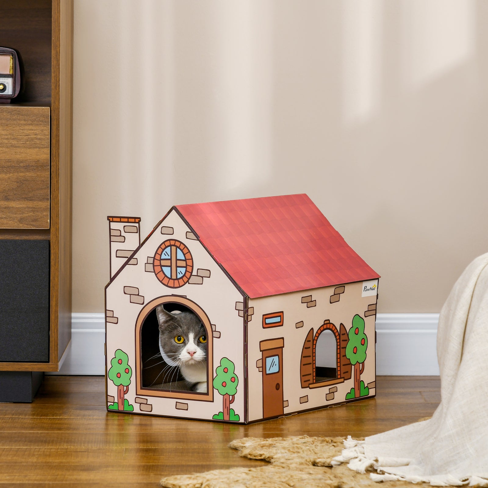 Cardboard Cat House, Recyclable Corrugate Scratcher For Indoor Cats