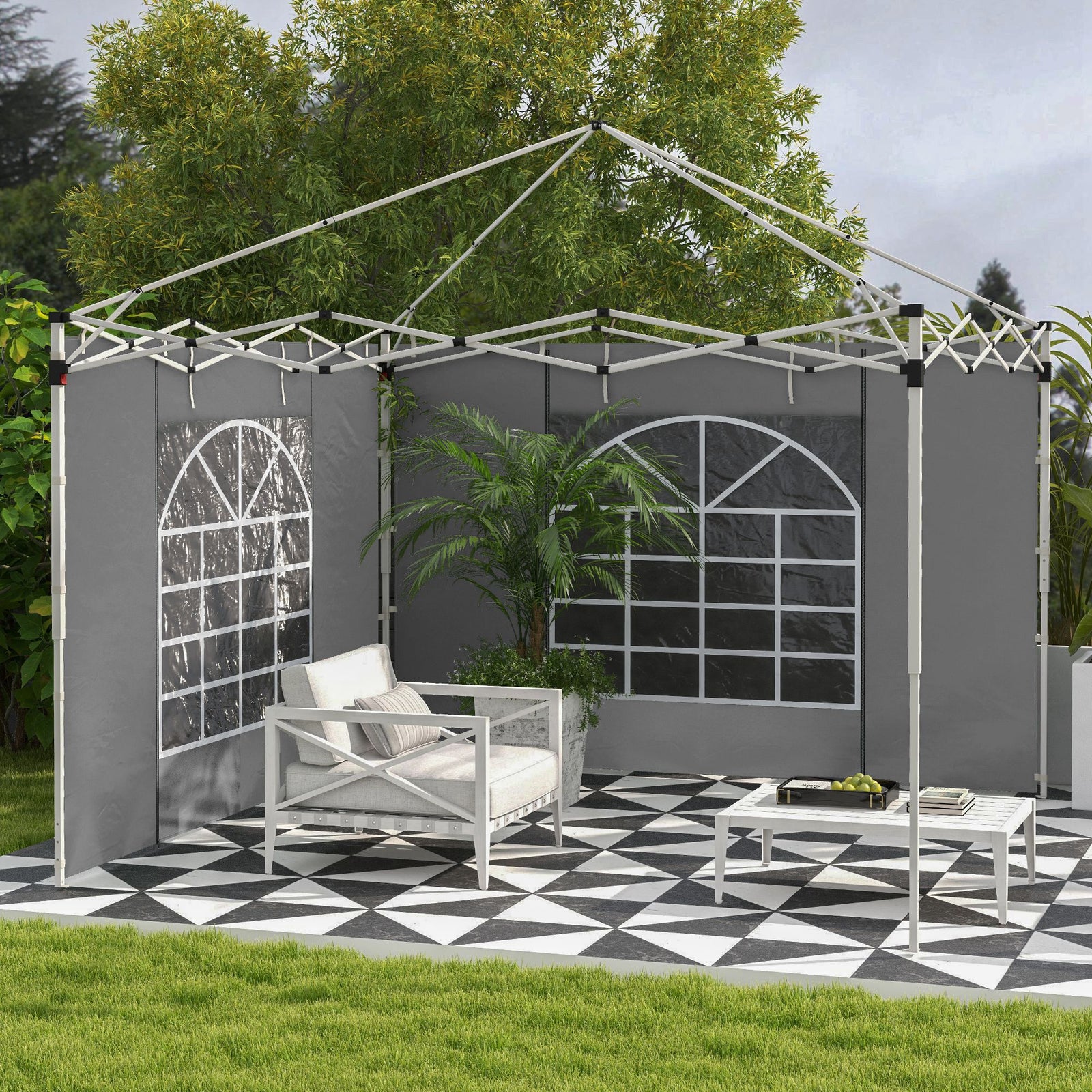 3x3(m) Or 3x6m Pop Up Gazebo Side Panels Replacement, 2 Pack | Light Slate Gray