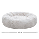 Dia 70cm Calming Round Donut Plush Dog Cuddler Bed Comfort Bed For Dogs | White