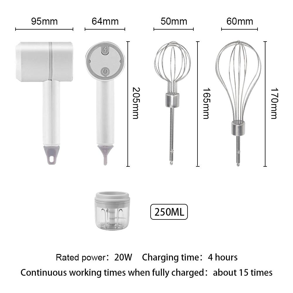 3-speed 20w Electric Hand Mixer Set With 250ml Mini Chopper