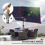 3 X 2 M Garden Parasol Umbrella With Light, Outdoor Patio Umbrella | Navy Blue