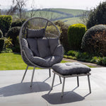 Nestara Standing Egg Chair And Stool | One Size | Dark Grey