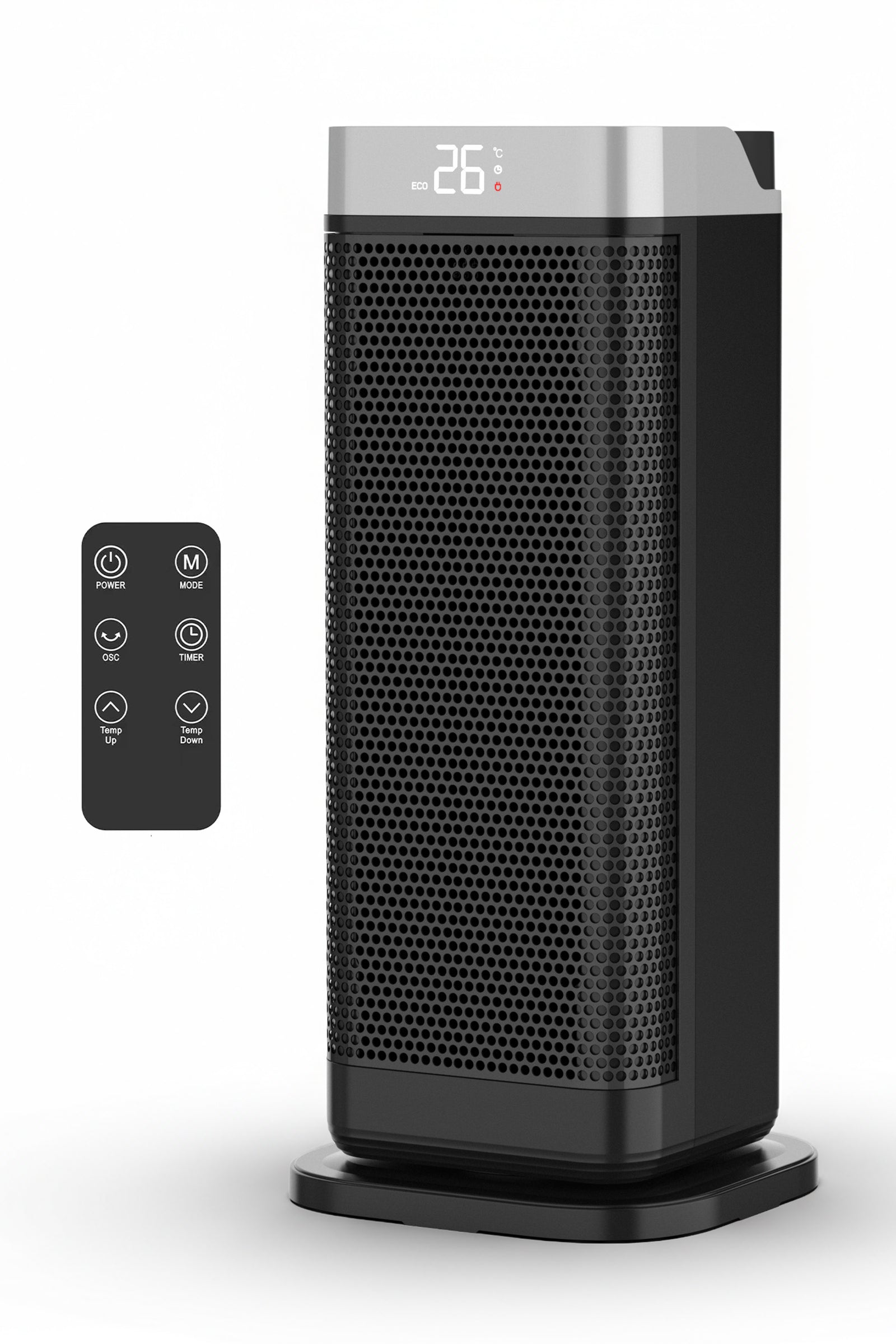 17" Portable Electric Space Heater - Led Display - 12h Timer - Remote | One Size | Black