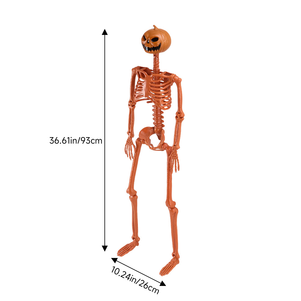 Breeins Posable Halloween Pumpkin Skeleton Decoration
