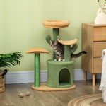 Multi Level Cat Tree W/ Scratching Post, Cat House, Bed - Green
