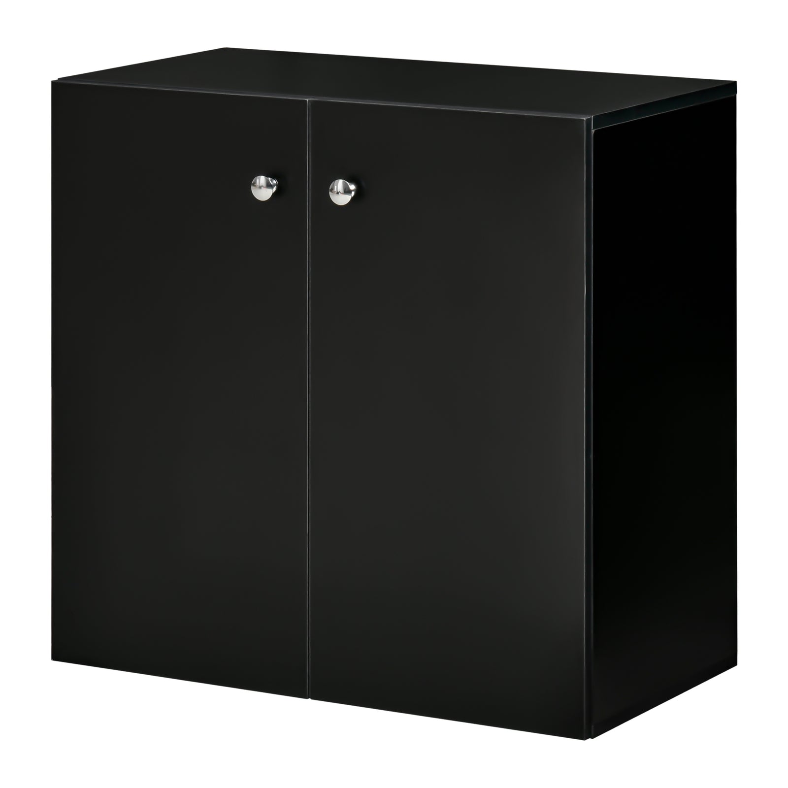 Freestanding Storage Cabinet Two Shelves Wooden Sideboard | One Size | Black