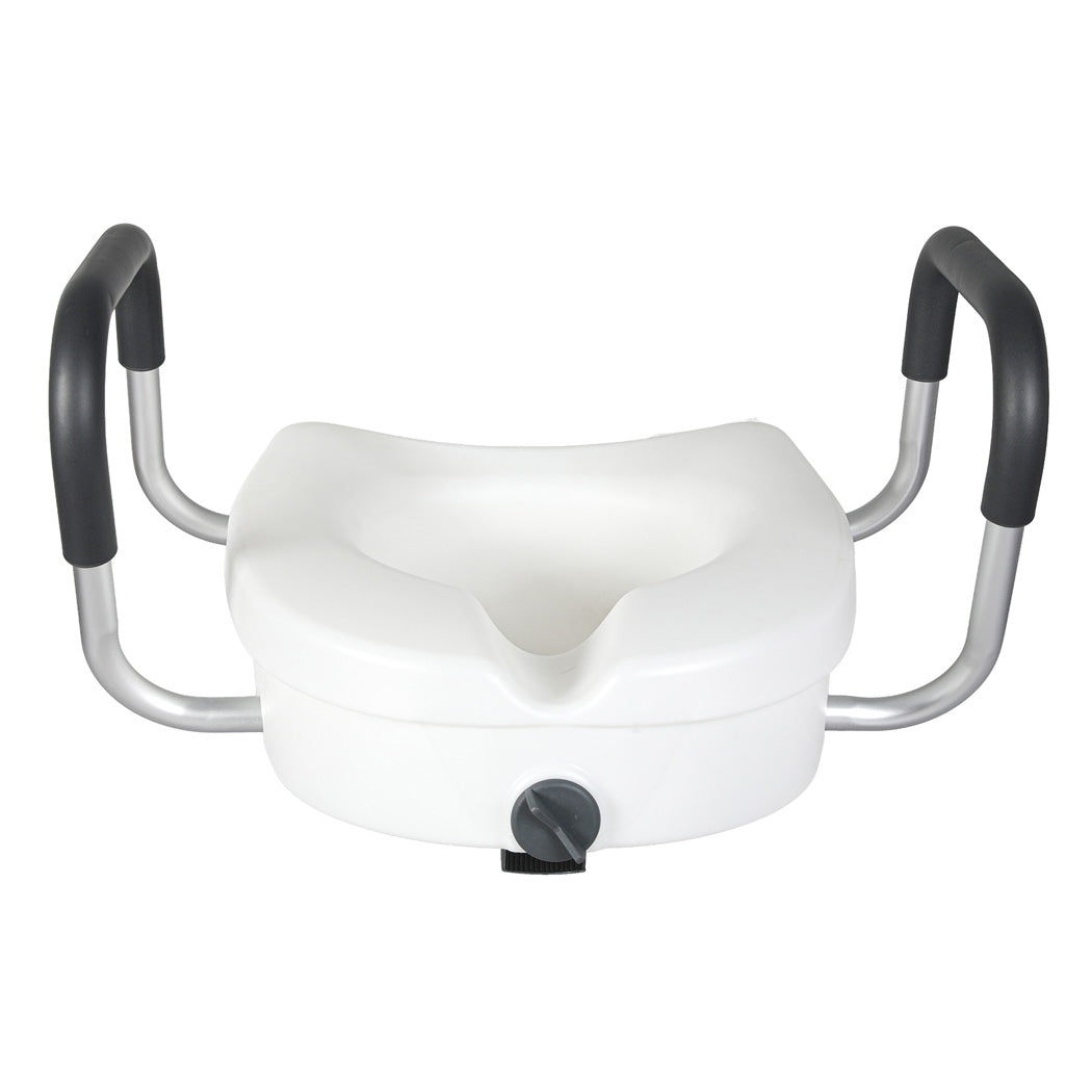 Raised Toilet Seat 12cm Riser With Adjustable Arms For Elderly Disabled | White