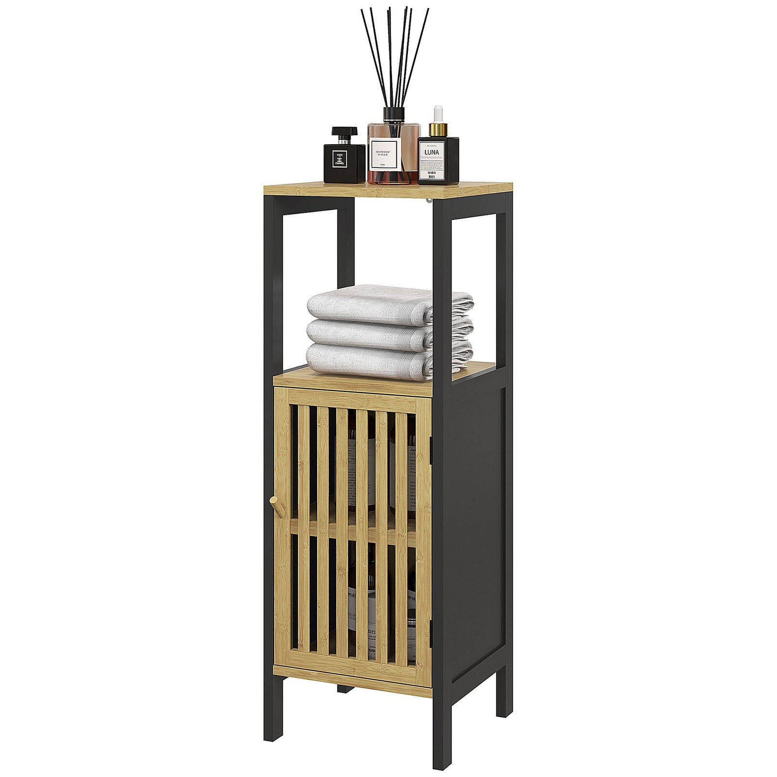 Bathroom Floor Cabinet Bamboo With Adjustable Shelf