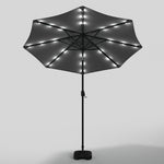 3m Outdoor Patio Parasol – Solar-powered Umbrella With 24 Led Lights, Tilt & Crank Handle, With Fillable Base | One Size | Dark Grey