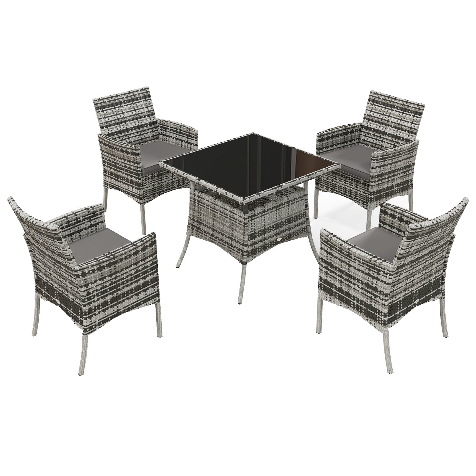 4 Seater Rattan Garden Set - Grey