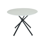 Seattle Circle White Concrete Dining Table With Stylish Starburst Black Legs | White