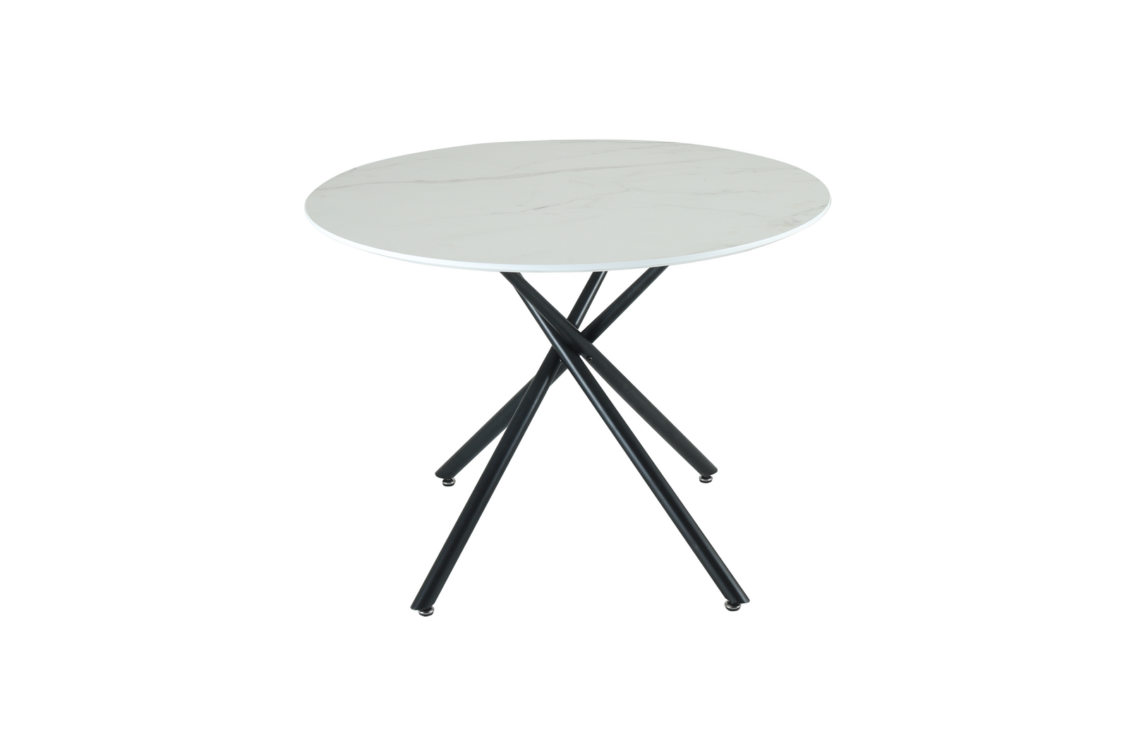 Seattle Circle White Concrete Dining Table With Stylish Starburst Black Legs | White