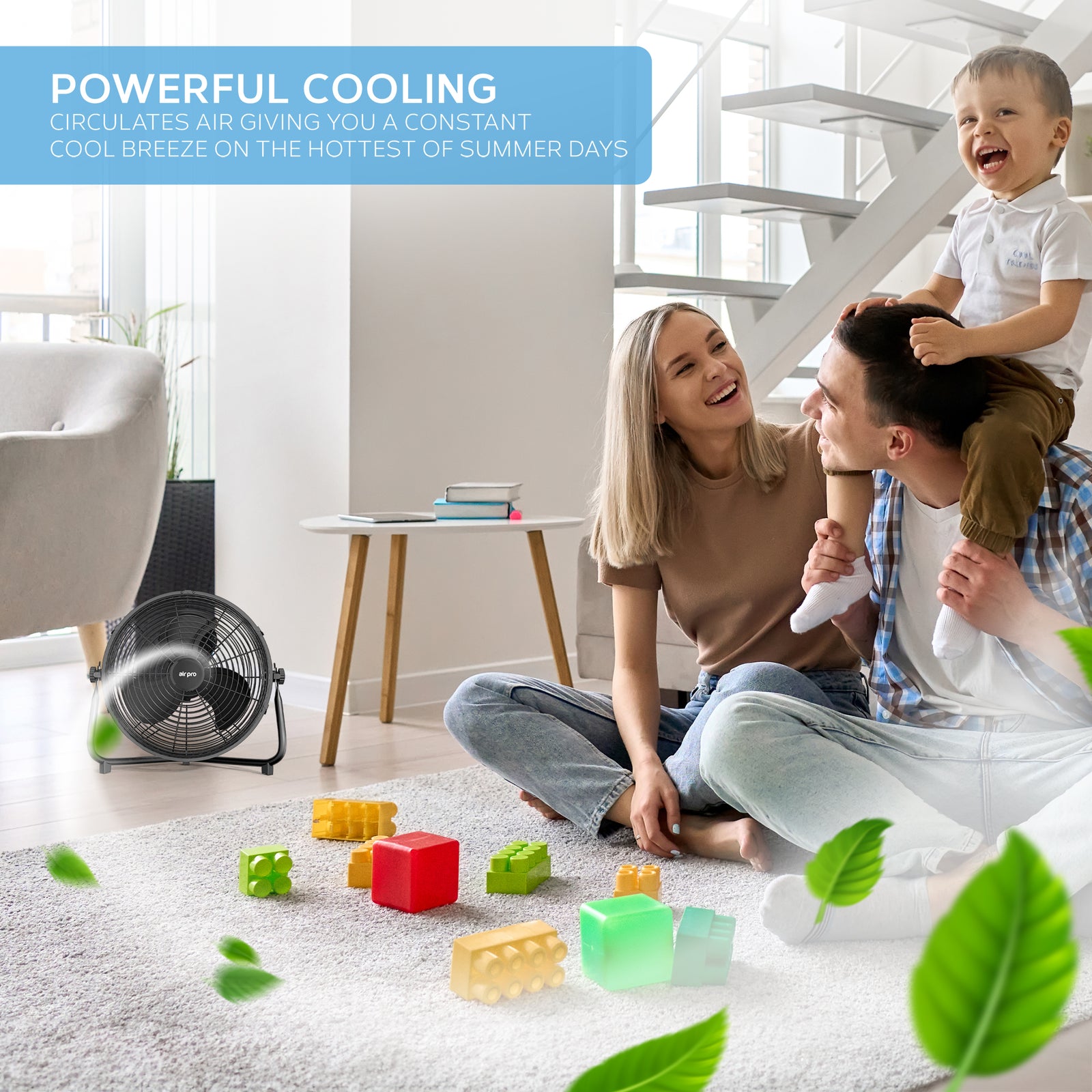 14/16/20" Circular Floor Fan - Powerful Air Cooling Fan With 3 Speed Settings | 14" | Black
