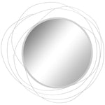 Metal Wall Art 65cm Round Mirror For Living Room | One Size | Silver