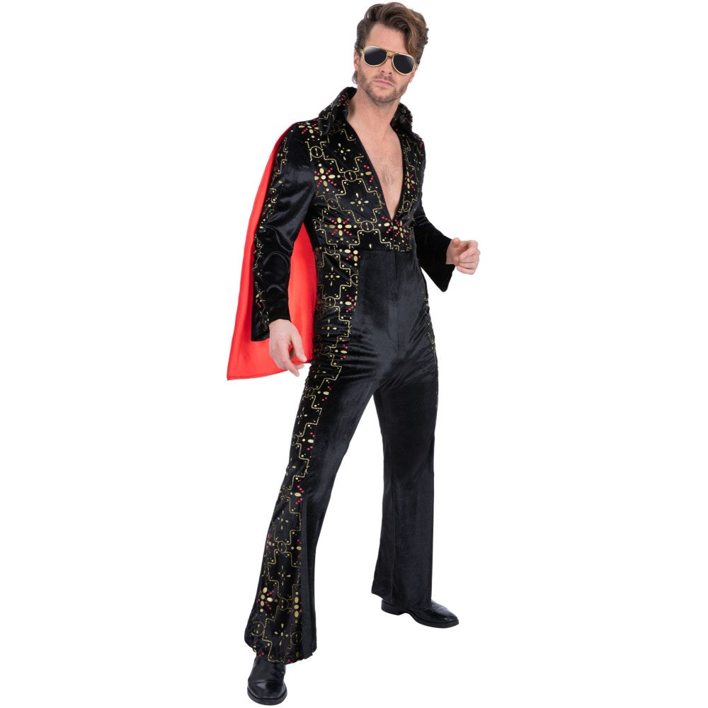 Elvis Black Rhinestone Costume | Medium