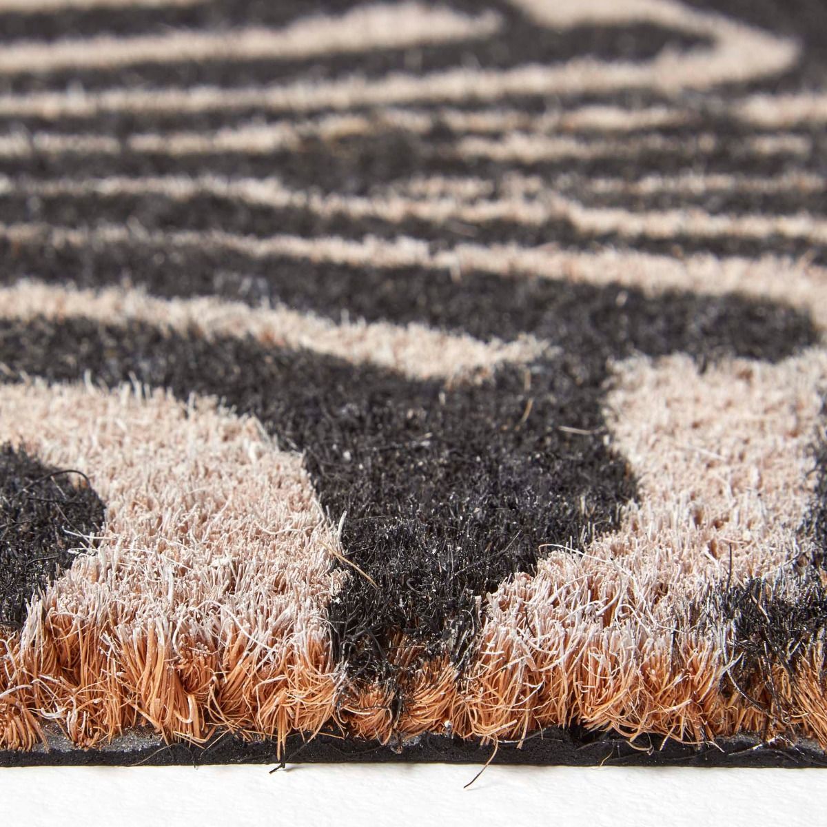 HOMESCAPES Zebra Shaped Coir Animal Print Non-slip Doormat