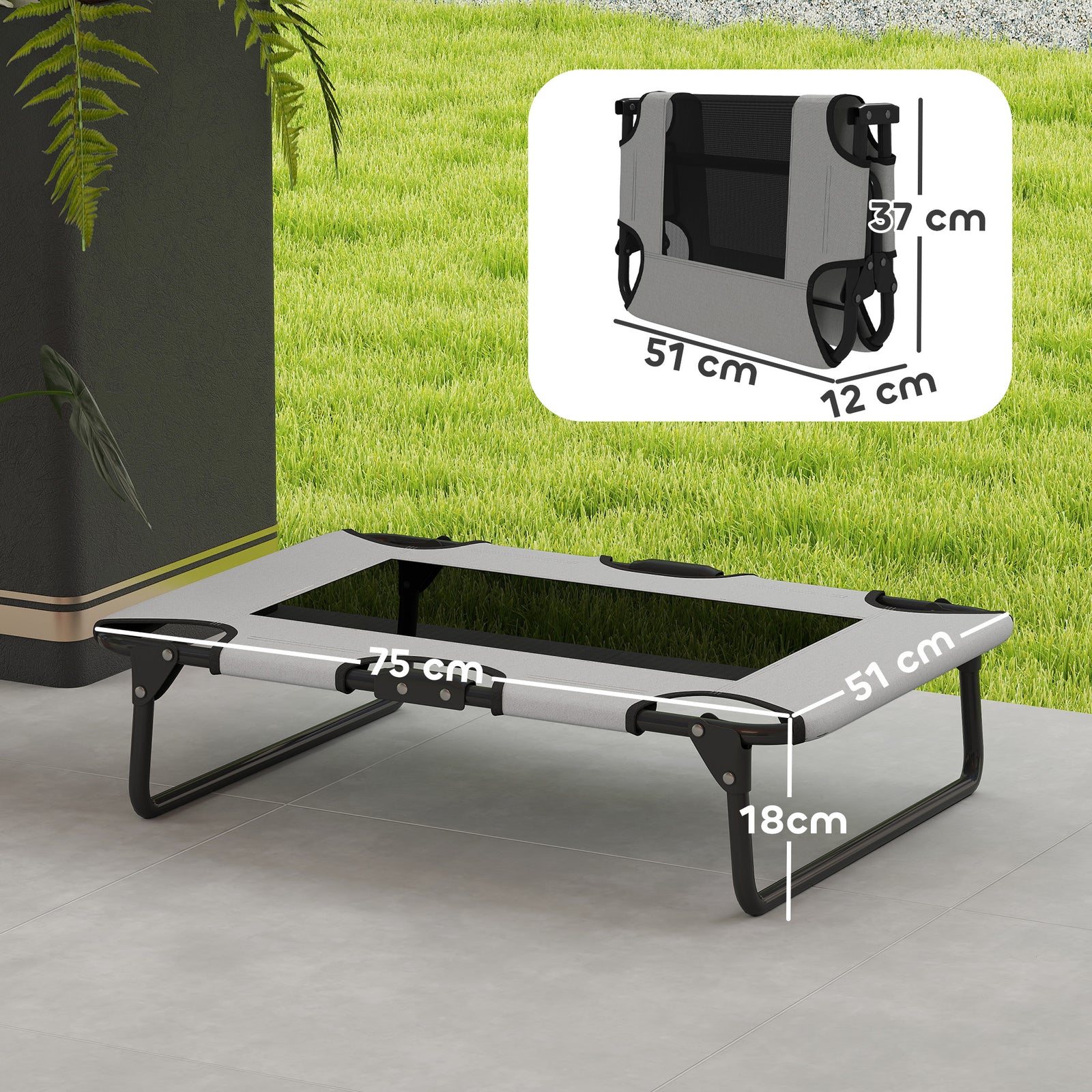 Pawhut Raised Dog Bed With Breathable Mesh For S & M Dogs, Light Grey