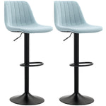 Bar Stools Set Of 2 Adjustable Swivel With Backrest | One Size | Light Blue