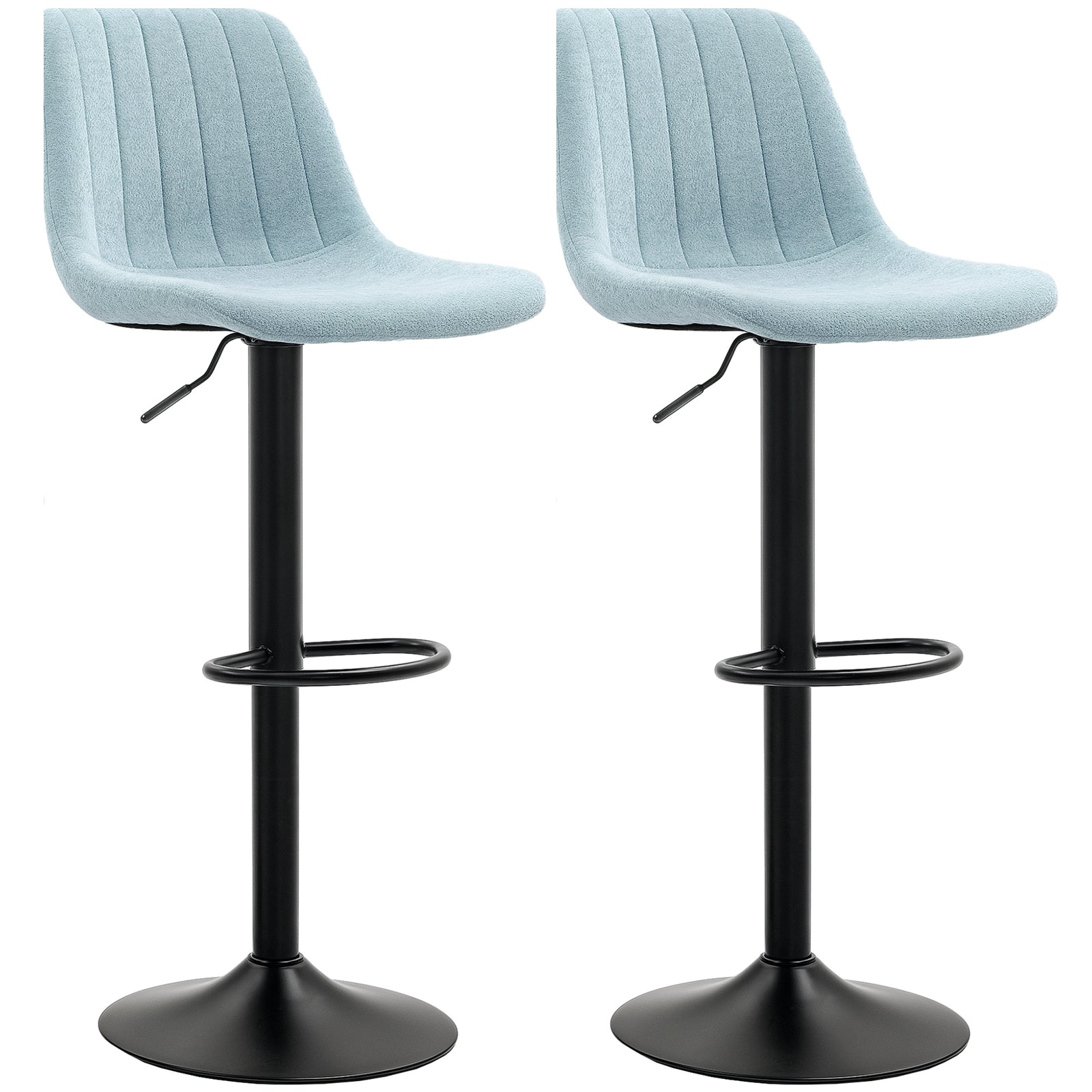 Bar Stools Set Of 2 Adjustable Swivel With Backrest | One Size | Light Blue