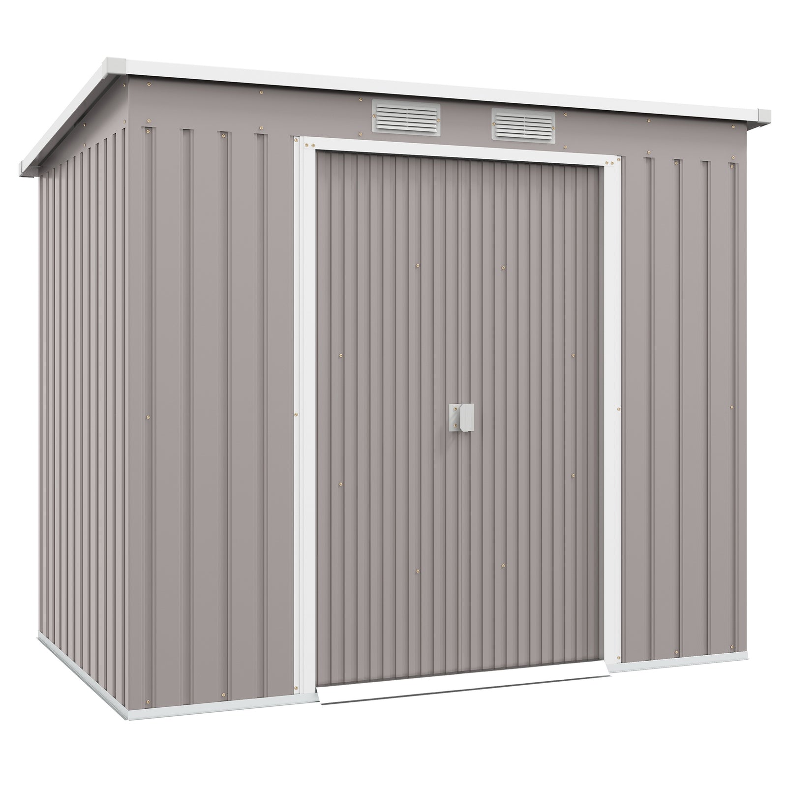 Metal Garden Storage Shed With Double Door And Ventilation | Gray