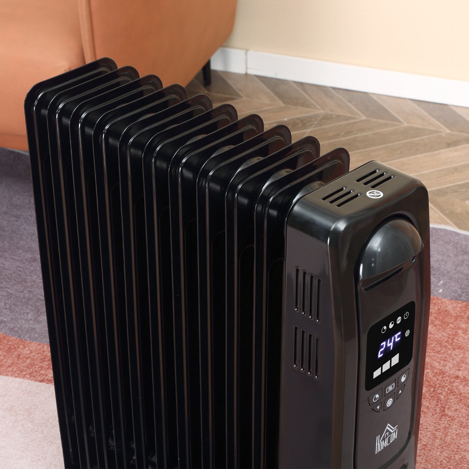 Oil Filled Radiator Electric Heater 3 Heat Settings Remote | One Size | Black