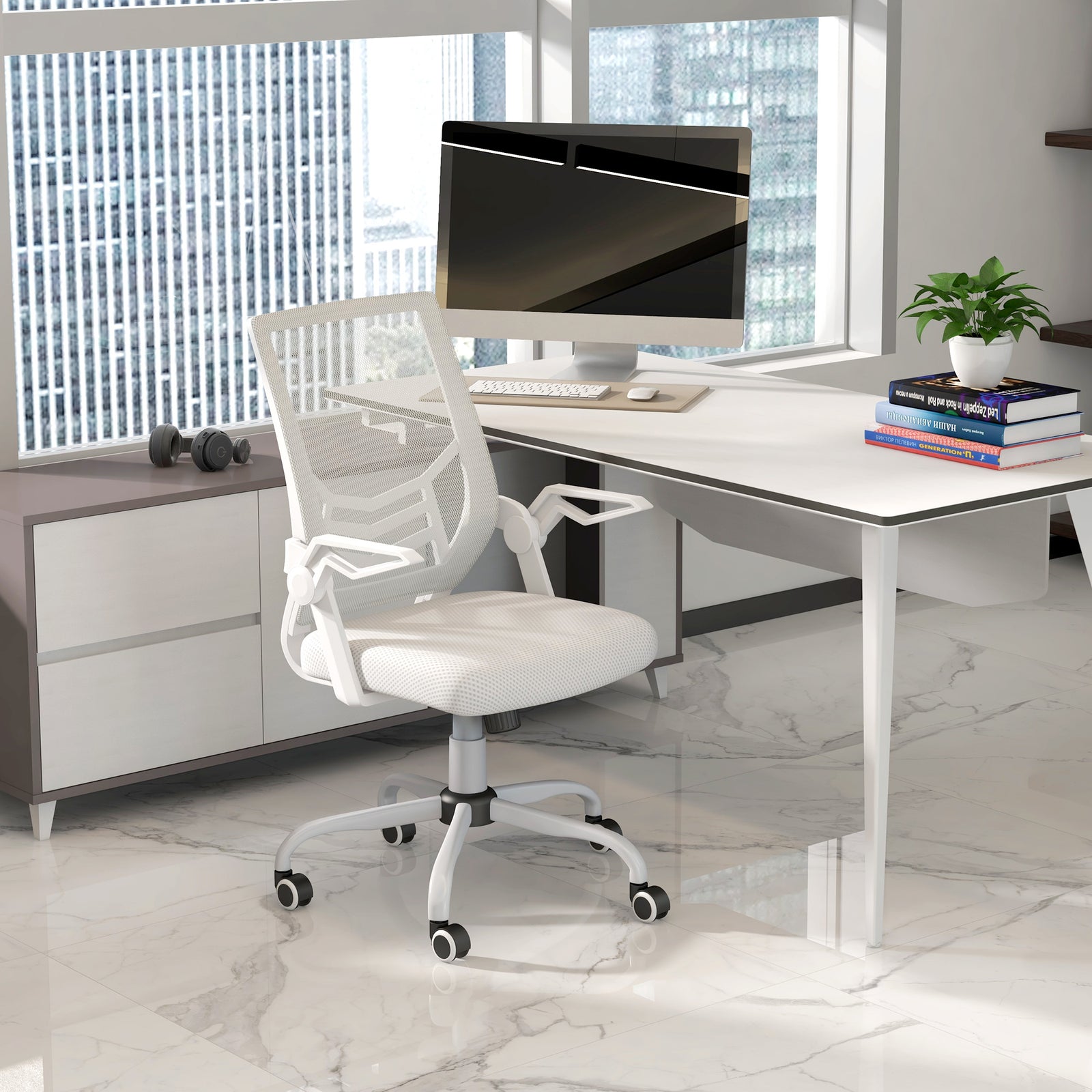 Mesh Office Chair Lumbar Support | White