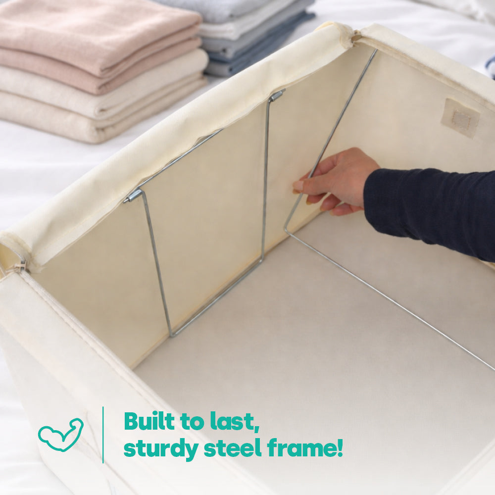 Livivo Foldable Storage Bags 3 Pack Xl - Clear Window Steel Frame