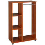 Rolling Open Wardrobe Hanging Rail Storage Shelves Clothes | One Size | Walnut