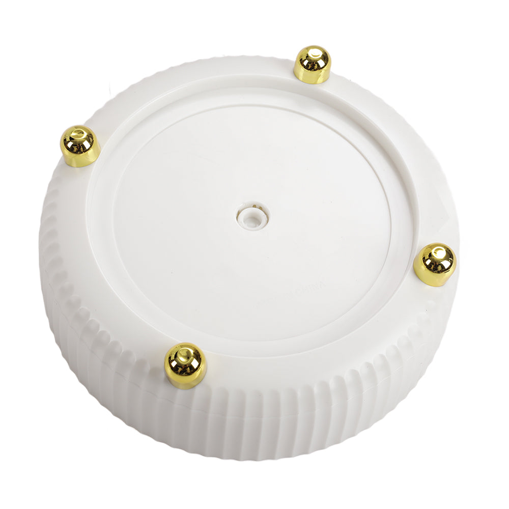 Rotating Round Spice Storage Rack Tray Turntable Kitchen Organizer | Small | Pearl White